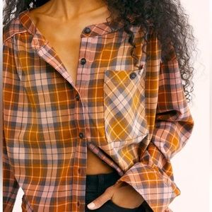 Free People Cozy Dream Flannel Button Down Size XS